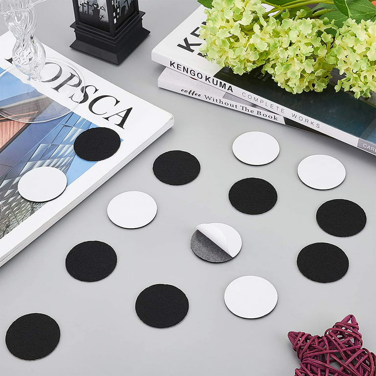 80PCS 37mm Black Self-Adhesive Felt Fabric Circles Flat Round Felt Sticker  for DIY Projects 