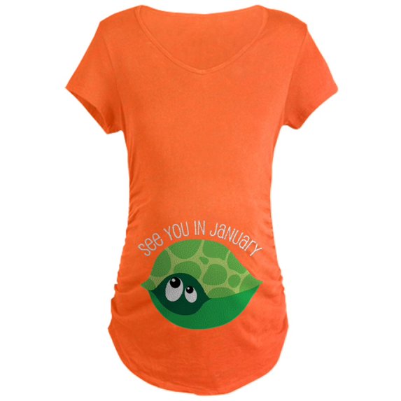 CafePress - January Turtle Due Date Pregnancy Maternity Dark T - Maternity Dark T-Shirt