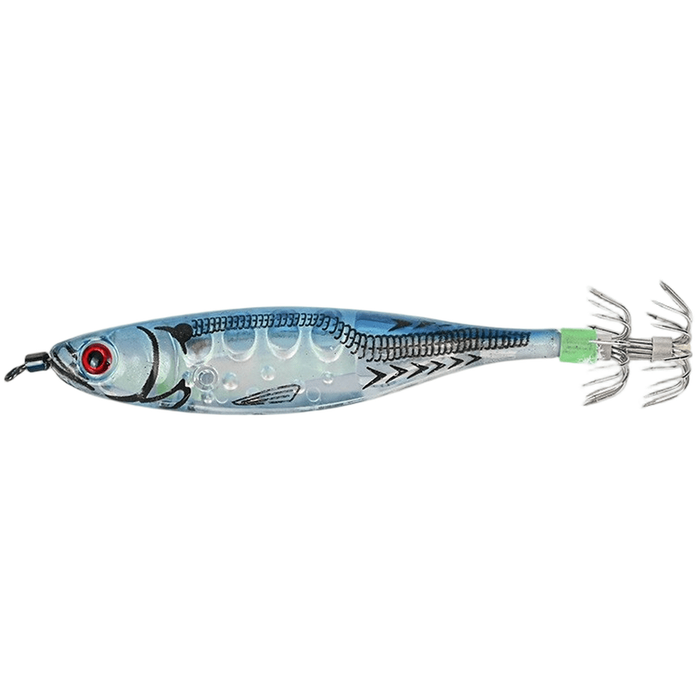 Squid Bait with Fluorescent Hook Points and Natural Swimming Motion Optimized for Night Fishing in Marine and Estuarine Environments (B)