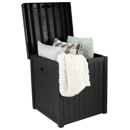 Pure Garden 50-Gal Outdoor Storage Box - Waterproof Patio Deck Box, Black