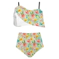 thumbnail image 3 of Hvot&aat Ladies Fashion Multicolor Floral Print Split Swimsuit Spaghetti Bandeau Ruffle Swim Top Two Piece Swimwear, 3 of 4