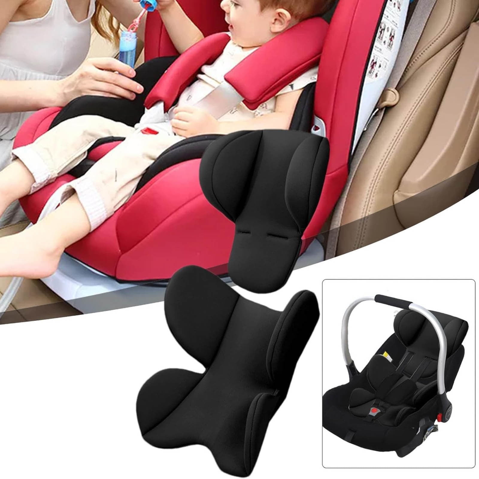 Car Seat Head & Body Support Cushion, Soft Insert Pad for Stroller, Car Seat and Pushchair, Breathable Travel Cushion