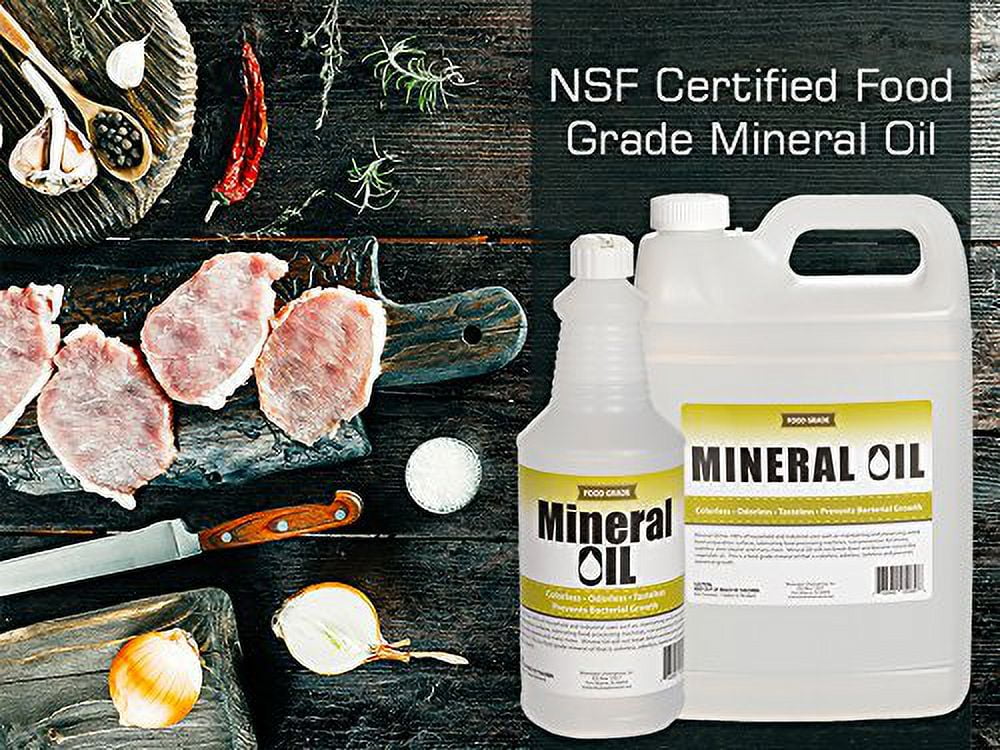 Aceite mineral puro 100% premium, comestible, 1 galón, aprobado por la NSF,  aceite para mesa de destazar y tabla de cortar