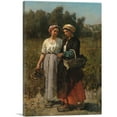 thumbnail image 1 of ARTCANVAS Two Young Women Picking Grapes 1862 Canvas Art Print by Jules Breton - Size: 60" x 40" (1.50" Deep) (3-Piece), 1 of 9