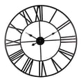 thumbnail image 1 of Reloj de pared de metal con números romanos, relojes de pared vintage, reloj de pared silencioso y original para sala de estar, oficina, decoración del hogar, negro. Afortunado Sencillez, 1 of 5