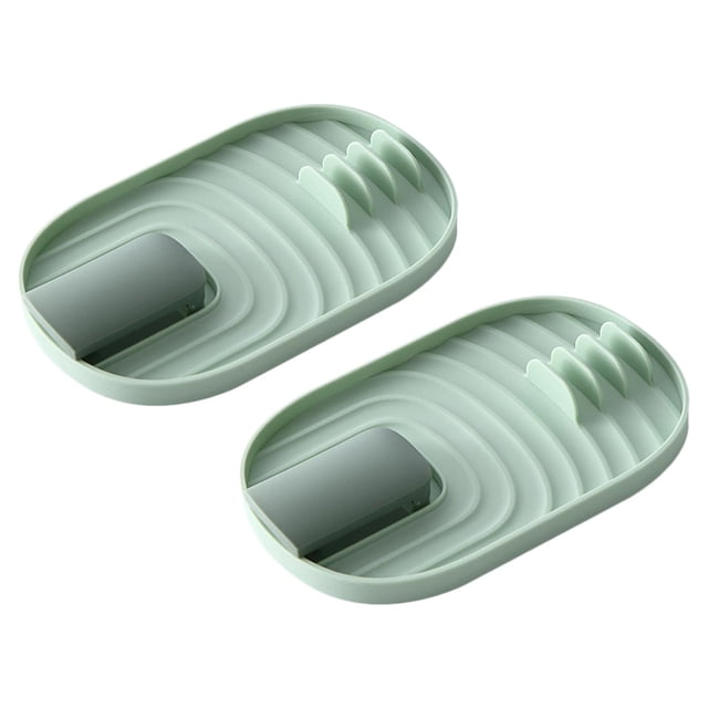 2 soportes para utensilios de cocina, antigoteo, para tapas de ollas y cucharas Verde