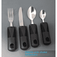 thumbnail image 1 of Juego de herramientas de ayuda alimentaria para rehabilitación con cuchillo, tenedor y cuchara, vajilla adaptable, antivibración, mango de goma de acero inoxidable para personas mayores, 1 of 5