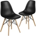 thumbnail image 1 of 2 Pk. Elon Series Black Plastic Chair with Wooden Legs, 1 of 9