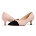 thumbnail image 3 of Women’s Pointed Toe Low Kitten Heel Pumps, Classic Office Dress Shoes with Faux Leather Cap Toe, Comfortable Work Heels, 3 of 5