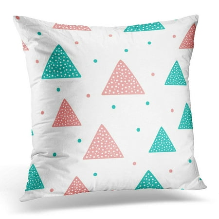ARHOME Blue Abstract Cute Geometric Triangles and Round Spots for Children Pink Baby Pillow Case Pillow Cover 20x20