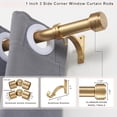 thumbnail image 2 of Bay Window Curtain Rod Set 1 Inch Diameter, Warm Gold Finish, Adjustable 36-72 Inch Center Rod with 20-36 Inch Side Rods, Aluminum End Caps, Easy Install Window Rod Set, 2 of 5
