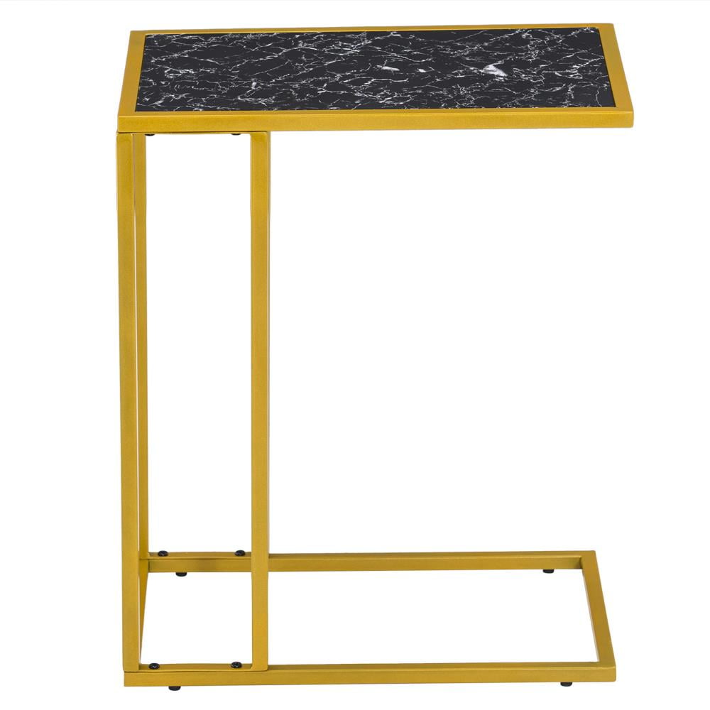 SalonMore Simple Cshaped Marble Rectangle Side Table,End Table For