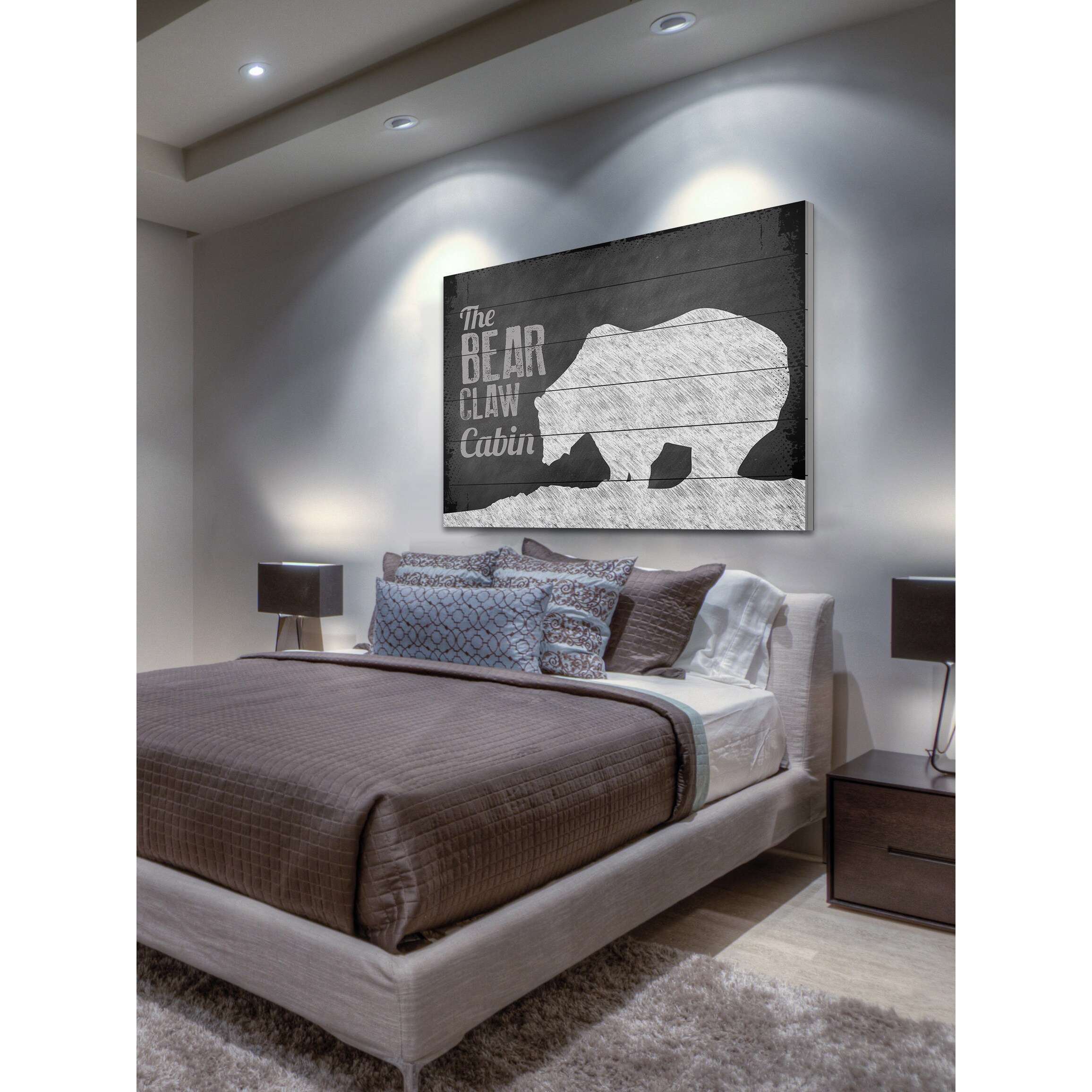 Marmont Hill "Bear Claw Cabin" Painting Print on White Wood