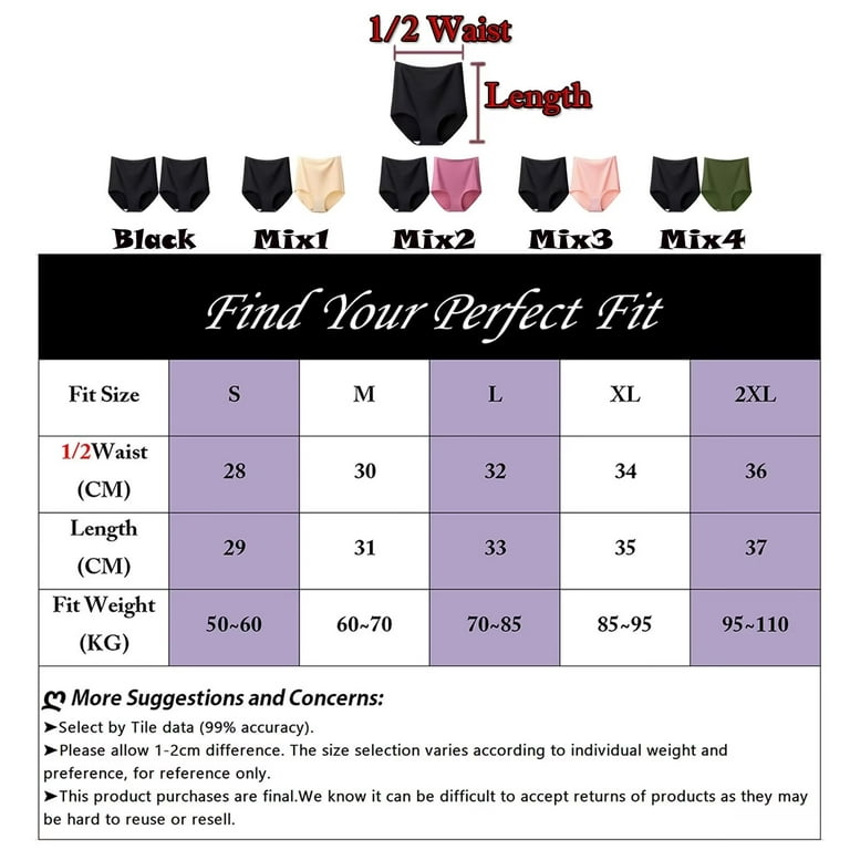 Yunleeb Ultra High Waisted Underwear for Women Tummy Control Seamless  Panties 2 Pack Mix4 XL 