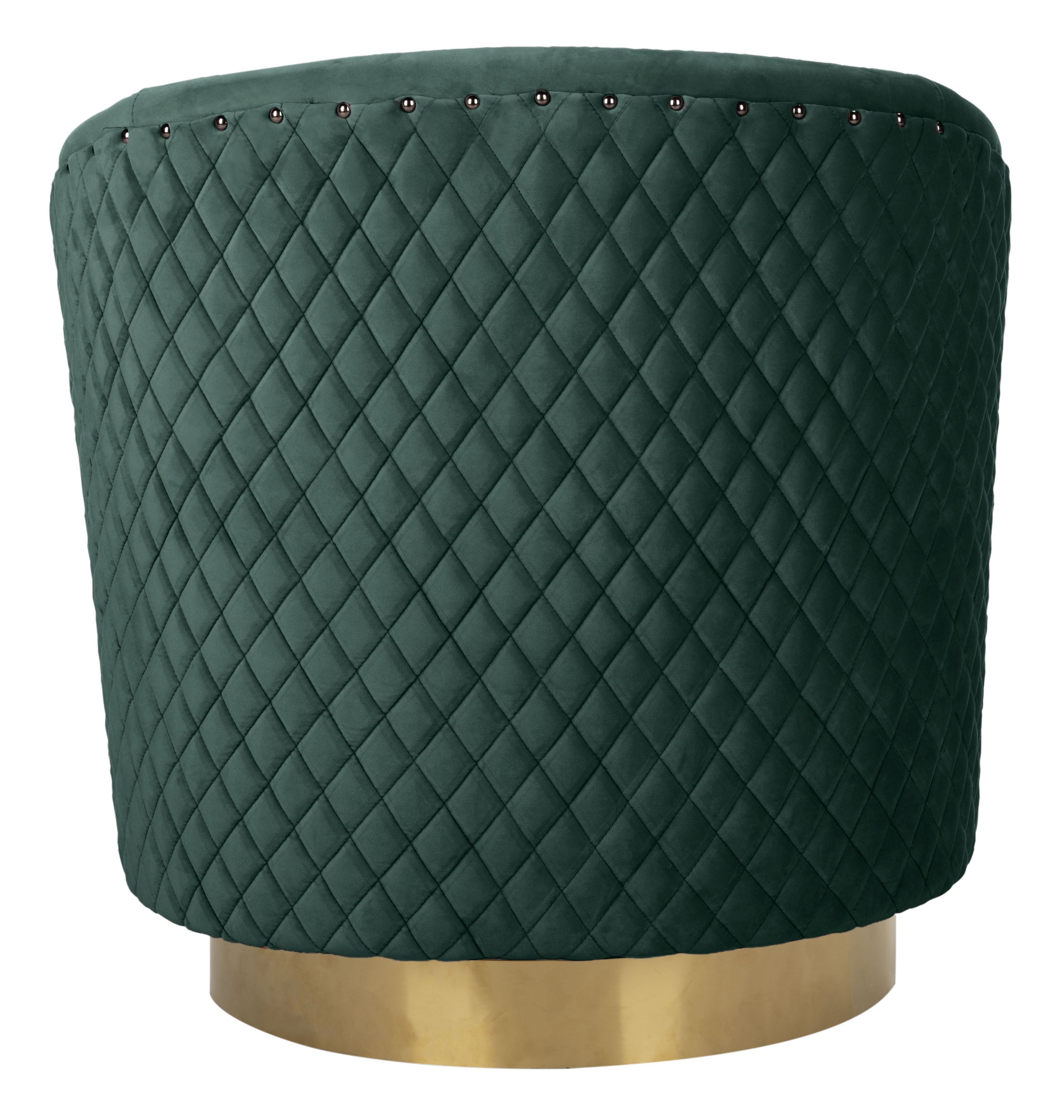 SAFAVIEH Couture Clara Contemporary Velvet Quilted Swivel Tub Chair, Emerald