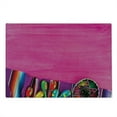 thumbnail image 2 of Mexican Cutting Board, View of Folkloric Serape Blanket Charro and Music Instruments Cultural Elements, Decorative Tempered Glass Cutting and Serving Board, Large Size, Fuchsia Purple, by Ambesonne, 2 of 5