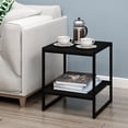 thumbnail image 2 of Furinno Camnus Side Table, 2-Tier Black End Table with Metal Frame, Square Night Stand with Open Shelf, Bedside Table, Easy Assembly, for Living Room, Bedroom, Dark Americano, 2 of 5