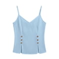 thumbnail image 7 of RQYYD Womens Sleeveless V Neck Spaghetti Strap Tops Casual Side Button Blouses Linen Blend Tee Shirts Clothes, 7 of 7