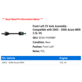 thumbnail image 2 of Front Left CV Axle Assembly - Compatible with 2003 - 2006 Acura MDX 3.5L V6 2004 2005, 2 of 2