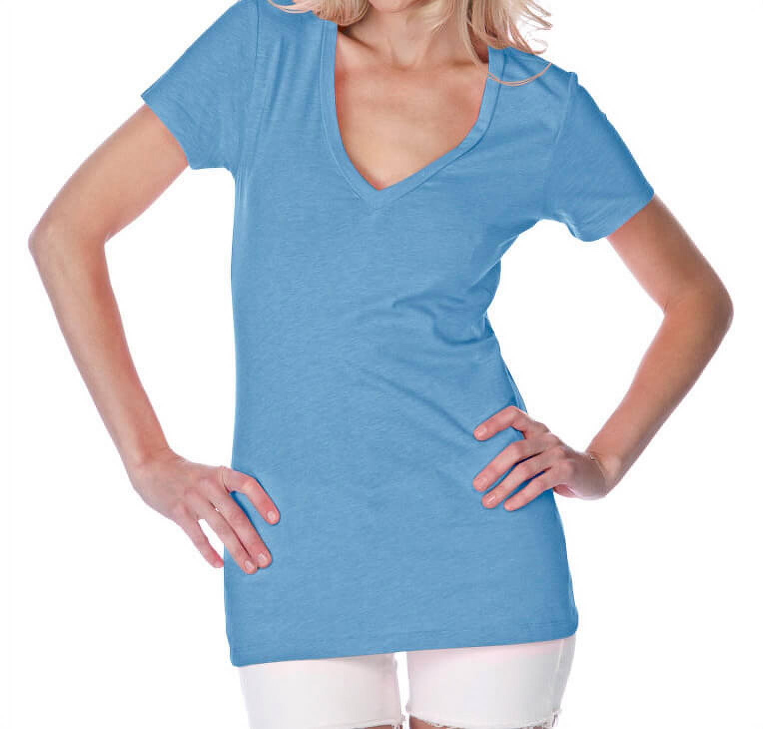 Kavio! Junior Sheer Jersey Deep V Neck Short Sleeve Azure XL - Walmart.com