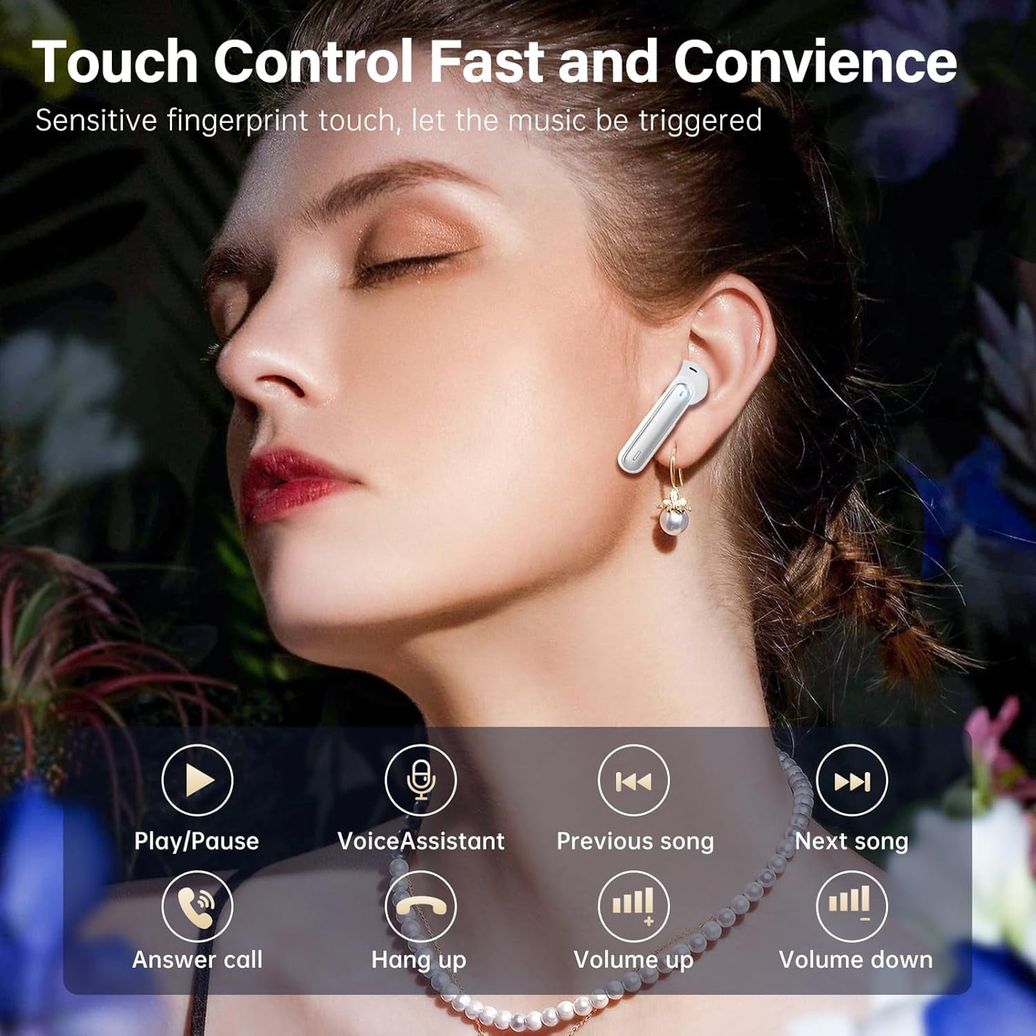 A10 Pro Wireless Earbuds, Bluetooth 5.3 Headphones HiFi Stereo 50H Playback LED Digital Display Ear Buds with ENC Noise Canceling Headset, IPX7 Waterproof Earphones for Gym/Running/Work - Black