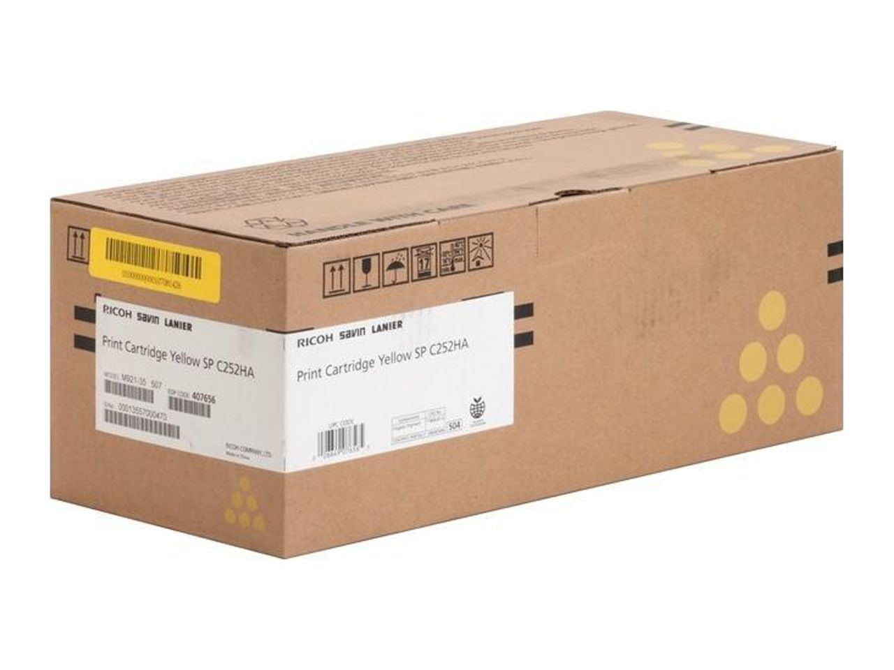 Ricoh 407656 Toner, 6000 Page-Yield, Yellow
