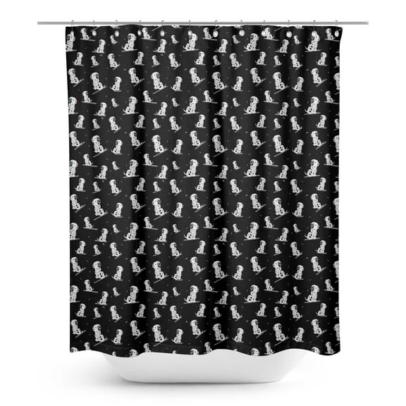 S4Sassy Blue Dalmatian Dog Water Repellent Bath Shower Curtain With Roller Rings Hook-60 x 70 Inch