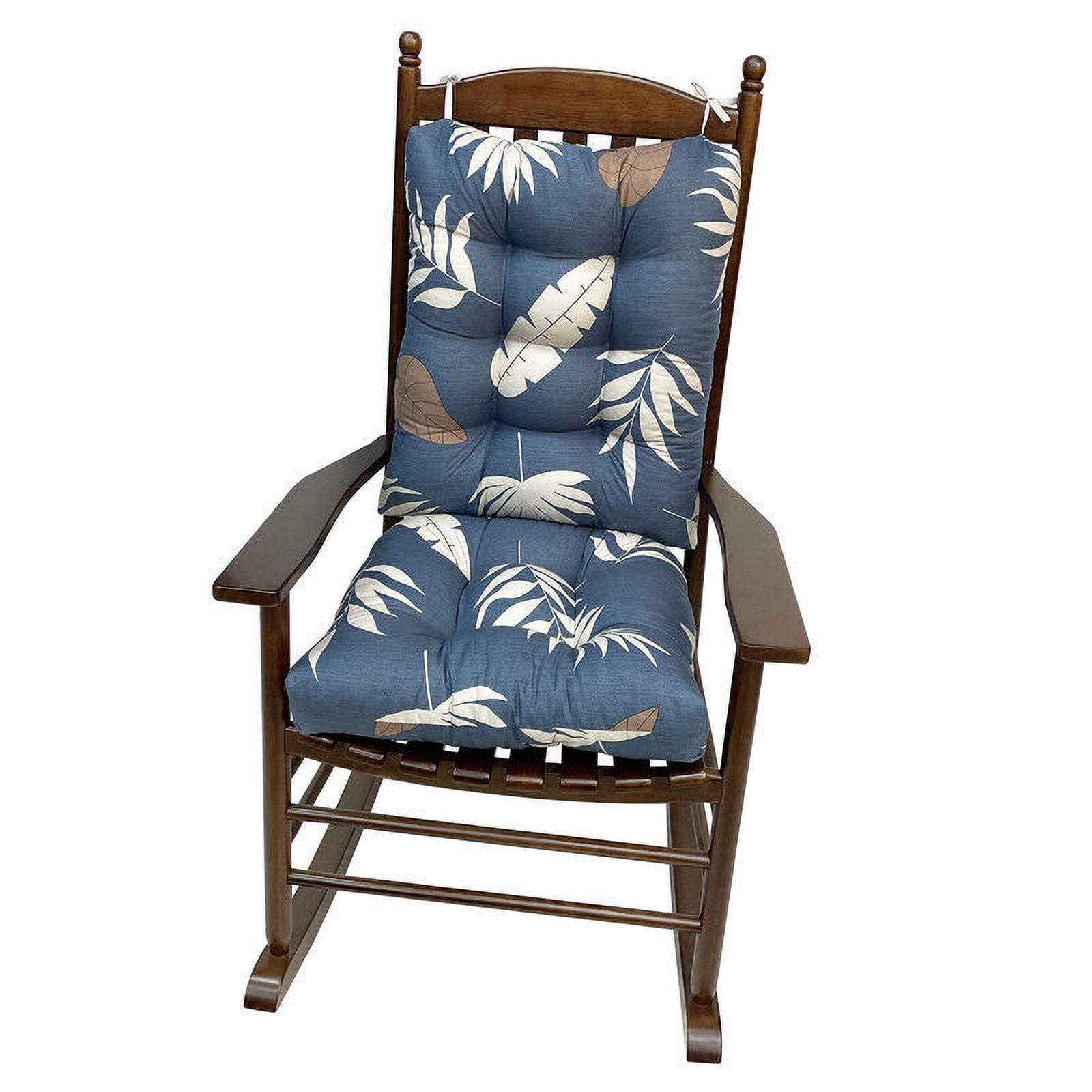 KALAKALA Outdoor Rocking Chair Cushions Pack of 2 Patio Chair Cushion Pad Sets Patio High Back Chair Seat Cushions with Ties for Garden Patio Furniture, Green Leaves