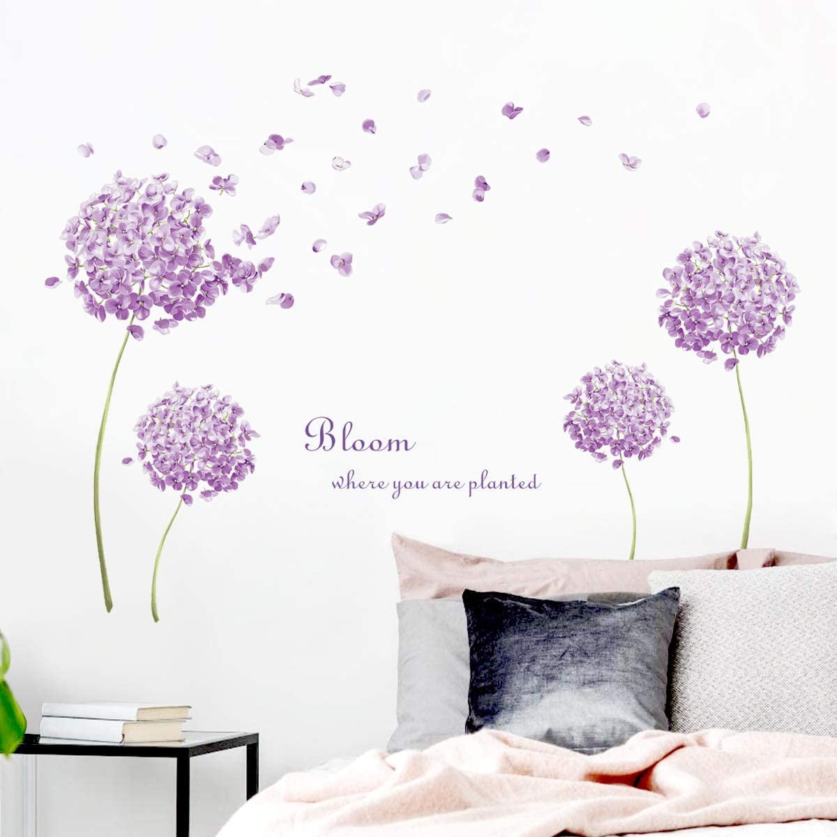 Purple Dandelion Wall Decals Hydrangea Flower Wall Stickers Girls Bedroom Living Room Tv Background Wall Art Decor Walmart Canada