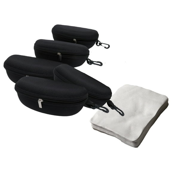 5 Pack Oxford Cloth Sunglasses Cases With 5 Cleaning Cloths For Protection