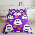 thumbnail image 2 of Feelyou Cartoon Ghost Boo Queen Comforter Set, Cute Polka Dot Comforter Sets Queen, Orchid White, Halloween Reversible, 3 Pieces, 1 Comforter and 2 Pillowcases, 2 of 7