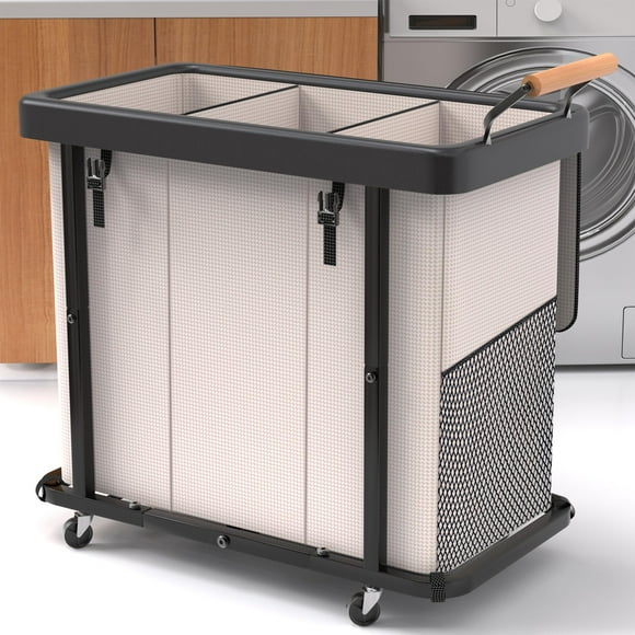 Clasificador de ropa Kunlabori, 230 L (60 galones), extra grande con tapa, blanco