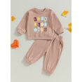 thumbnail image 2 of Wassery Toddler Baby Girl 2Pcs Fall Clothes 6M 12M 18M 24M 3T 4T Infant Long Sleeve Floral Letter Print Sweatshirt Long Pants Newborn Autumn Outfits 0-4T, 2 of 8