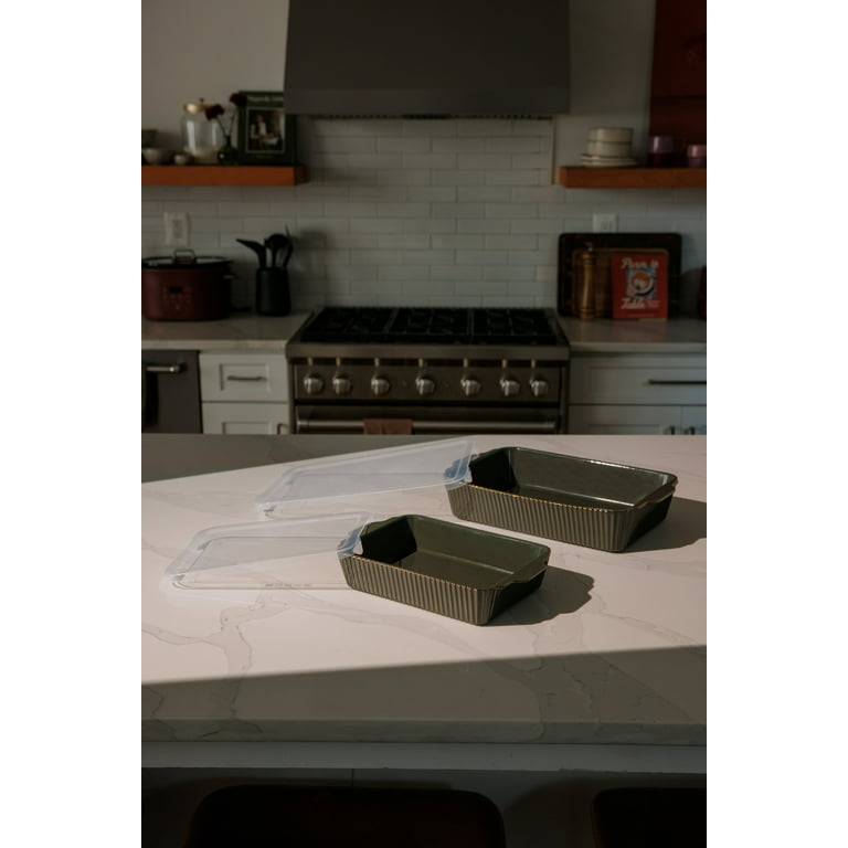 Thyme & Table 4-Piece Stoneware Bakeware Set, Includes Lids, 9