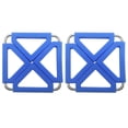 thumbnail image 1 of 2 Pcs Silicone & Stainless Steel Hot Pot Holder Trivet Mat Heat Resistant Non-slip Square Foldable Table Pad Bowl Mat Cup Coasters (Blue), 1 of 8