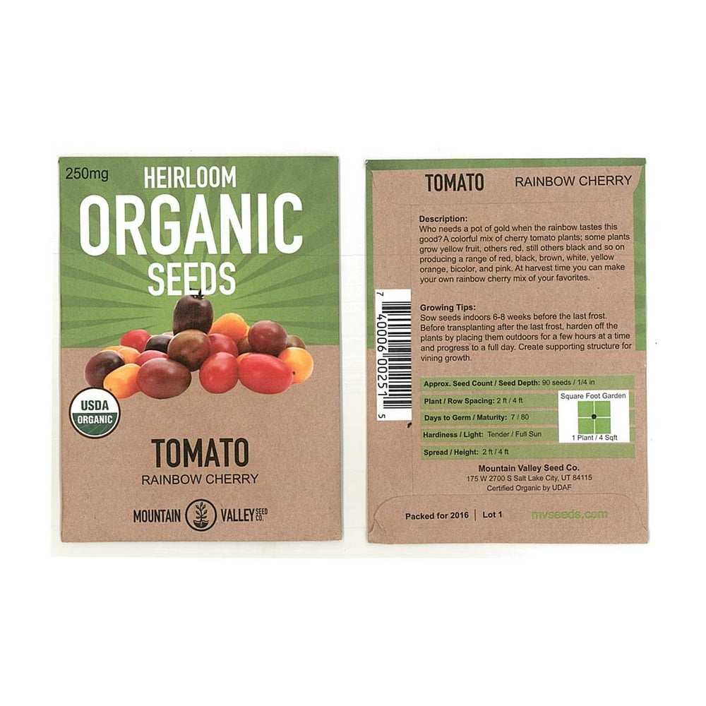 Tomato Garden Seeds Rainbow Cherry 250 mg Packet NonGMO, Organic
