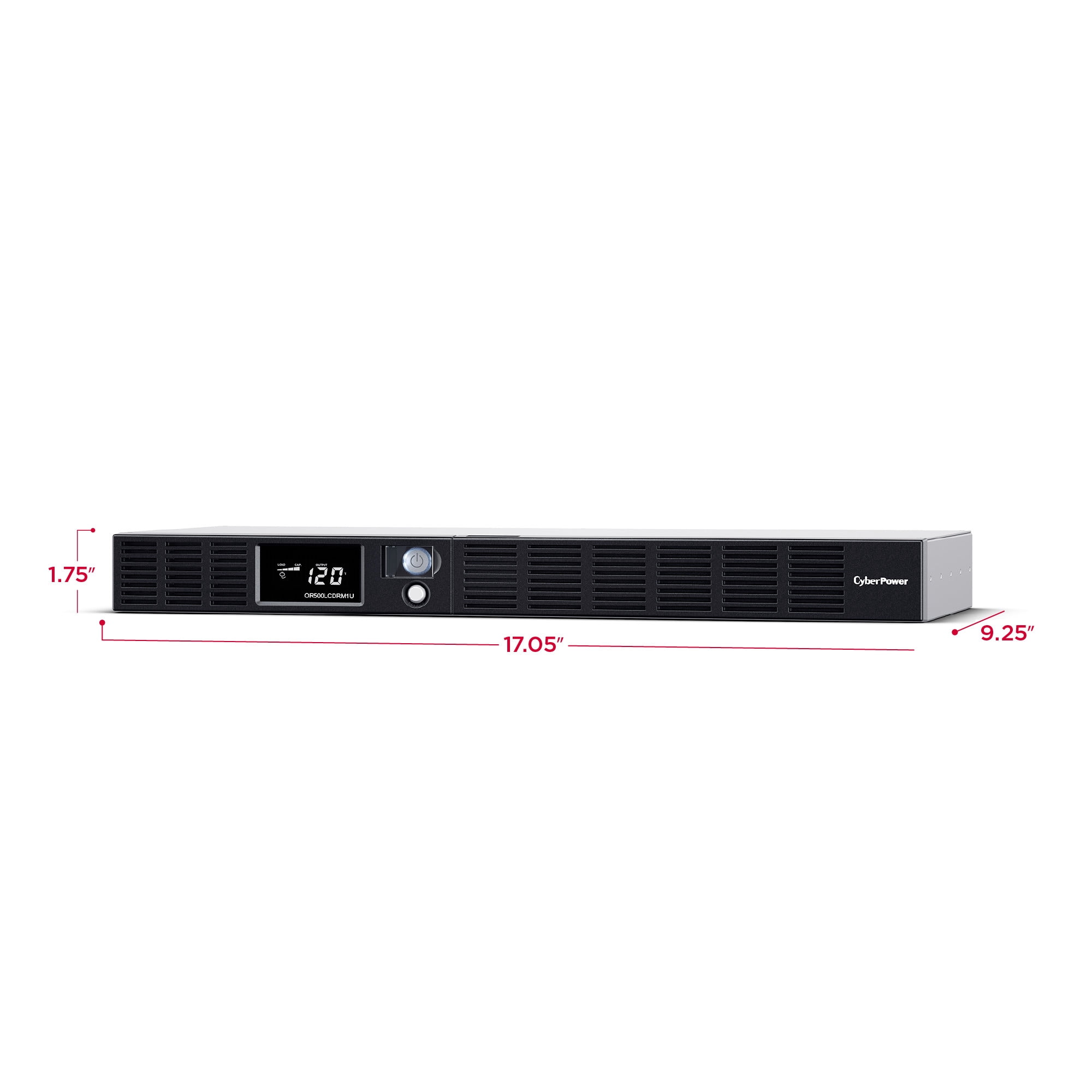 CyberPower OR500LCDRM1U Rackmount UPS, 500VA/300W, 120V, 6 Outlets, LCD Display, AVR, 10 ft Cord