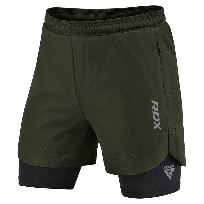 RDX Men’s Running Shorts, 2 in 1 Athletic Breathable Short Compression Liner, 2 Zipper and 2 Phone Pockets, Lightweight Quick Drying Elastic Shorts for Sports Workout Jogging Cycling Gym Bodybuilding