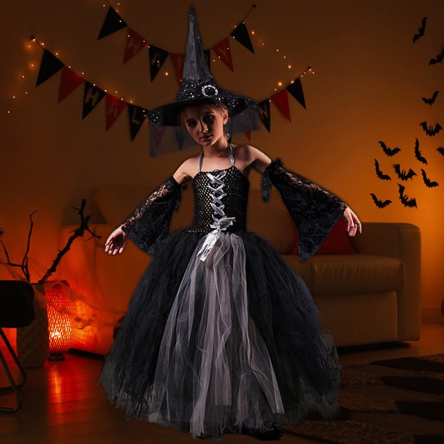 Txlixc, conjunto de disfraz de Cosplay para niñas, vestido de bruja de Halloween con sombrero, atuendo para accesorios de juego de rol Txlixc Moda