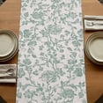thumbnail image 5 of Turquoise Farmhouse Table Runner, Vintage Flower Leaf Botanical Plant Washable Cotton Linen Table Runners 120 Inches Long, Dresser Scarf Runner for Dining/Living Room/Kitchen/Square Tables 13''x120'', 5 of 9
