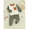 thumbnail image 4 of Baby Boys Clothing Sets 3M 6M 12M 18M 2Y Children Sweatshirt Kids Clothes Baby Contrast Color Long Sleeve Pullover Tops+ Pant Suits 2pcs, 4 of 10
