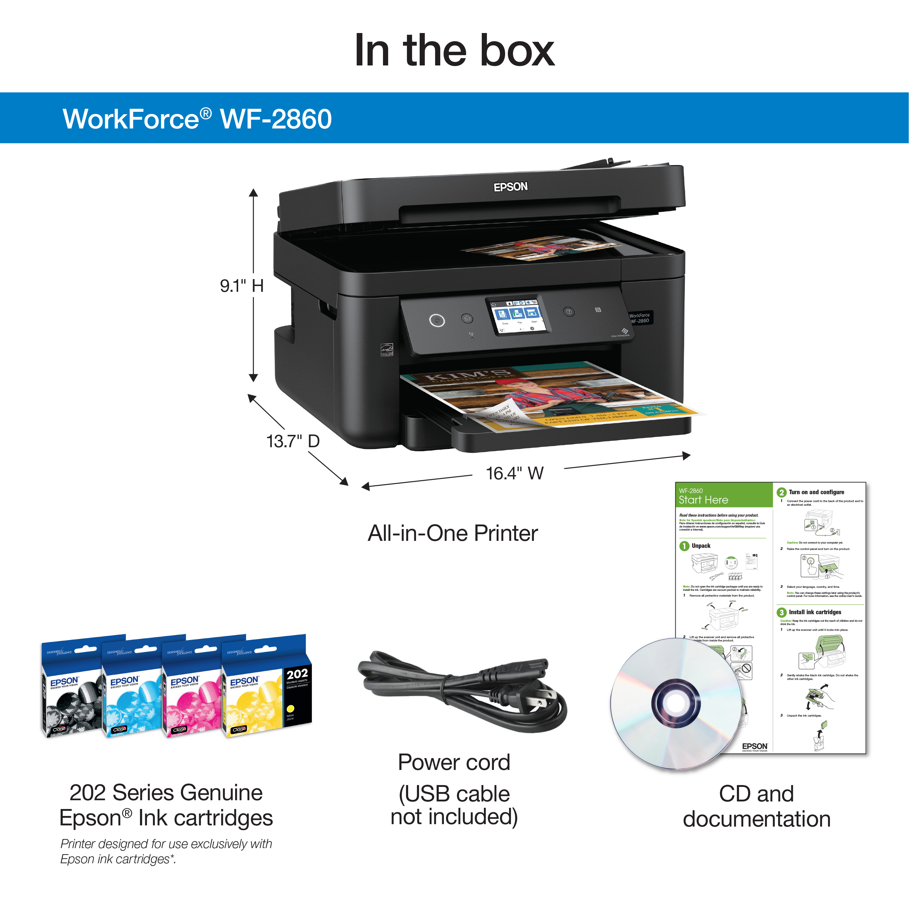 Epson WorkForce WF-2860 All-in-One Wireless Color Printer with Scanner, Copier, Fax, Ethernet, Wi-Fi Direct and NFC - image 4 of 6