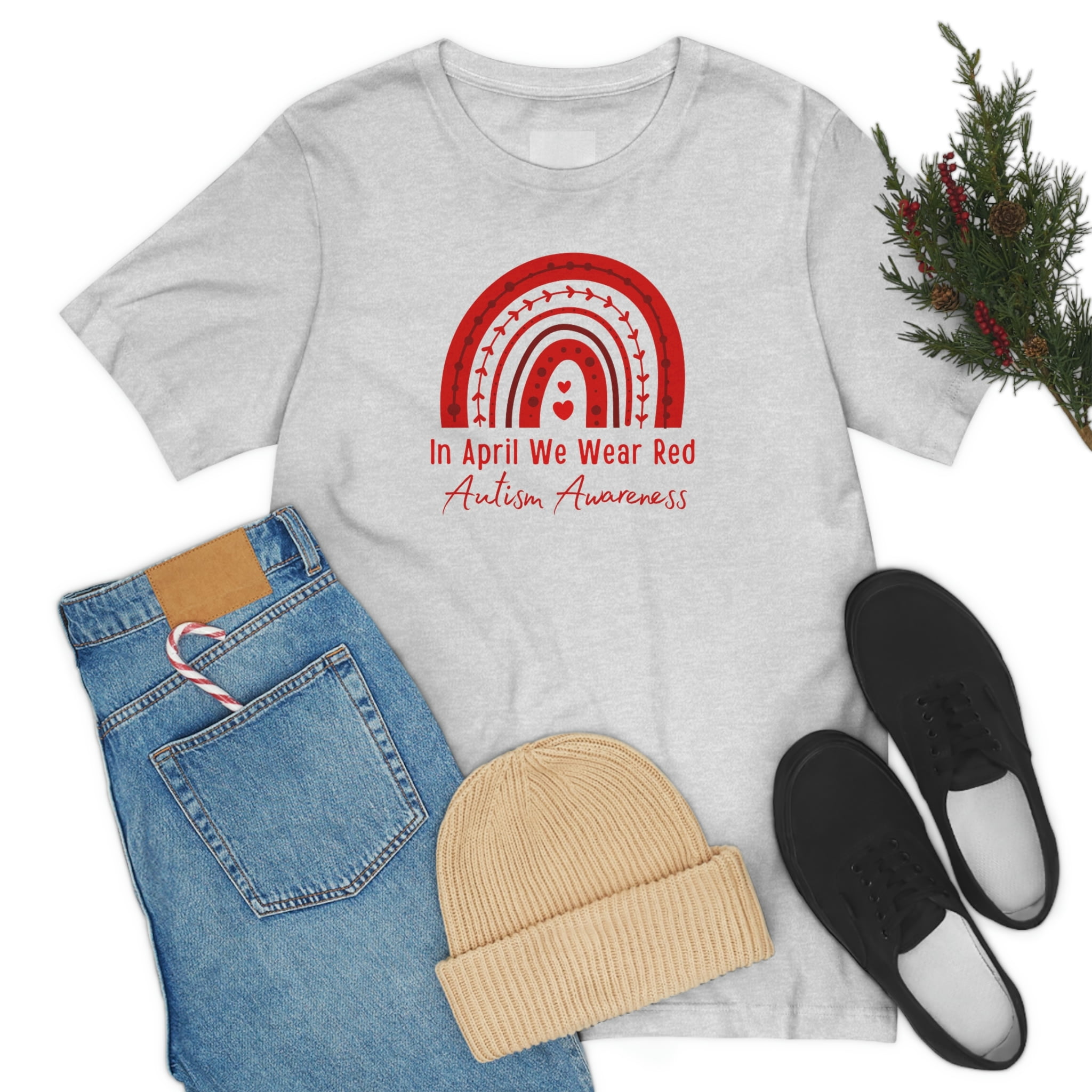 In April We Wear Red for Autism Awareness Shirt