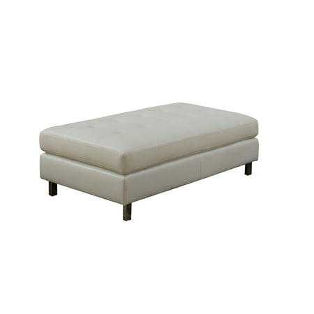 Bonded Leather Ottoman Logan Collection Ottoman by Nathaniel Home- Bonded Leather, White Color ()