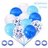 Juland 60 Pieces Latex Blue Balloons Blue Confetti Helium Balloons Party Decorative Balloons with 4 Blue Rolls Ribbons for Baby Shower Party Wedding Birthday Decoration Bachelorette Party Ba