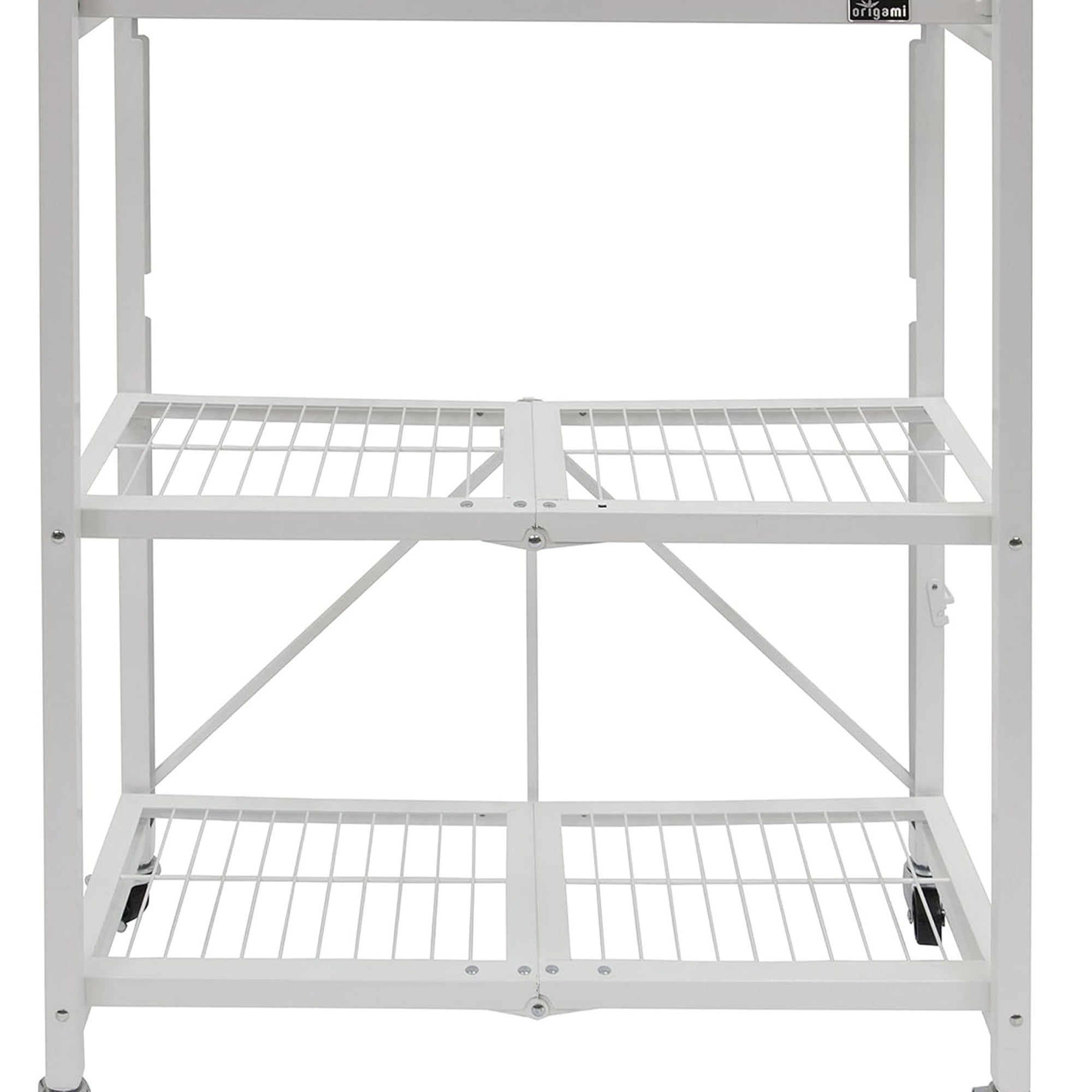 Origami 2-Pack Multipurpose Foldable 3-Tier Shelf Storage Racks, R3, White