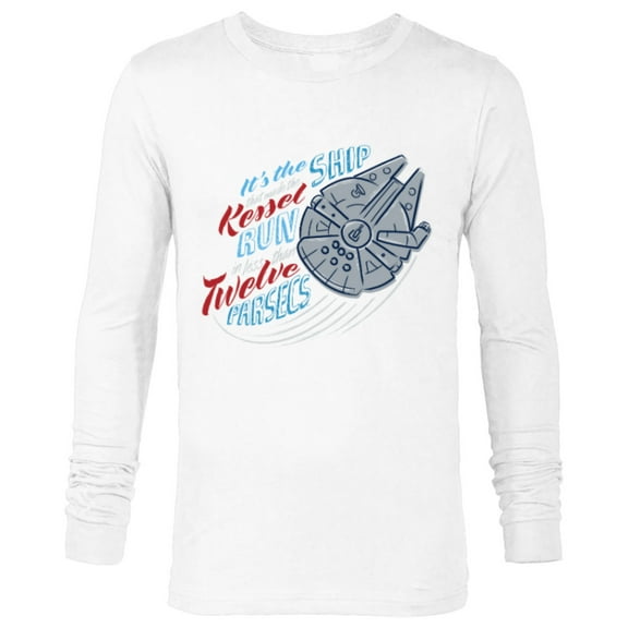 Star Wars Millennium Falcon Kessel Run in 12 Parsecs USA - Long Sleeve T-Shirt for Men - Customized-White