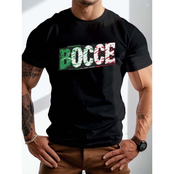 Men's Distressed Italian Flag Bocce Ball Sport T-Shirt
