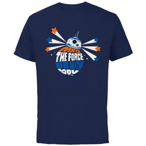 Star Wars BB8 May the Force BB With You - Short Sleeve Cotton T-Shirt for Adults - Customized-Navy