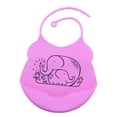thumbnail image 3 of Los Baberos Impermeables Bebé Niño Silicón con Enrollan para Arriba Limpian Elephant_Rose Red perfecl Baberos para niños pequeños para comer, 3 of 7
